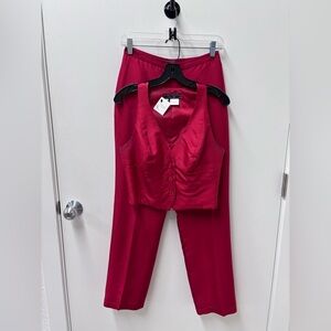 Vintage Harris Wallace Red Vest Pantsuit Set